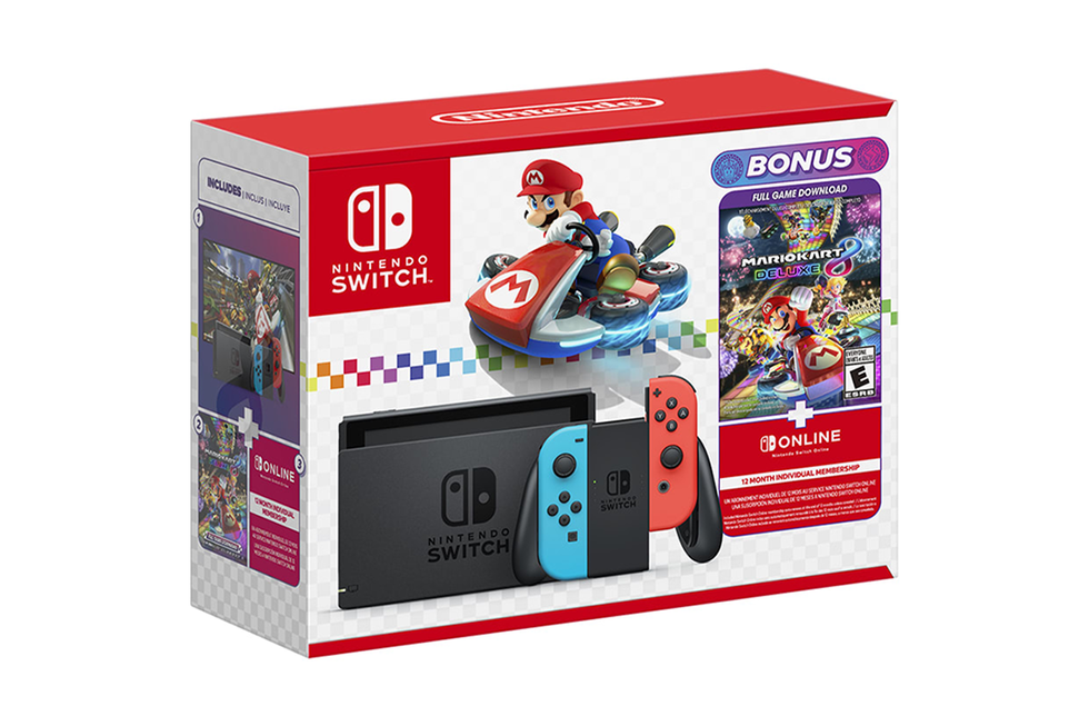 A nintendo switch box with mario in a go-cart on the cover.