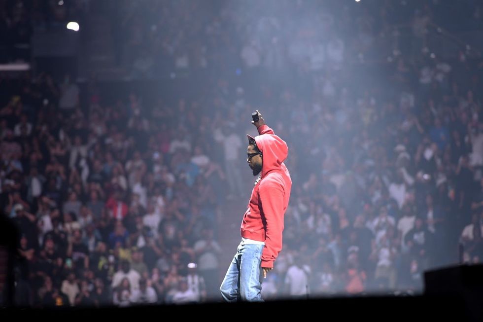 Kendrick Lamar performs onstage during The Pop Out \u2013 Ken & Friends Presented by pgLang and Free Lunch at The Kia Forum on June 19, 2024 in Inglewood, California.