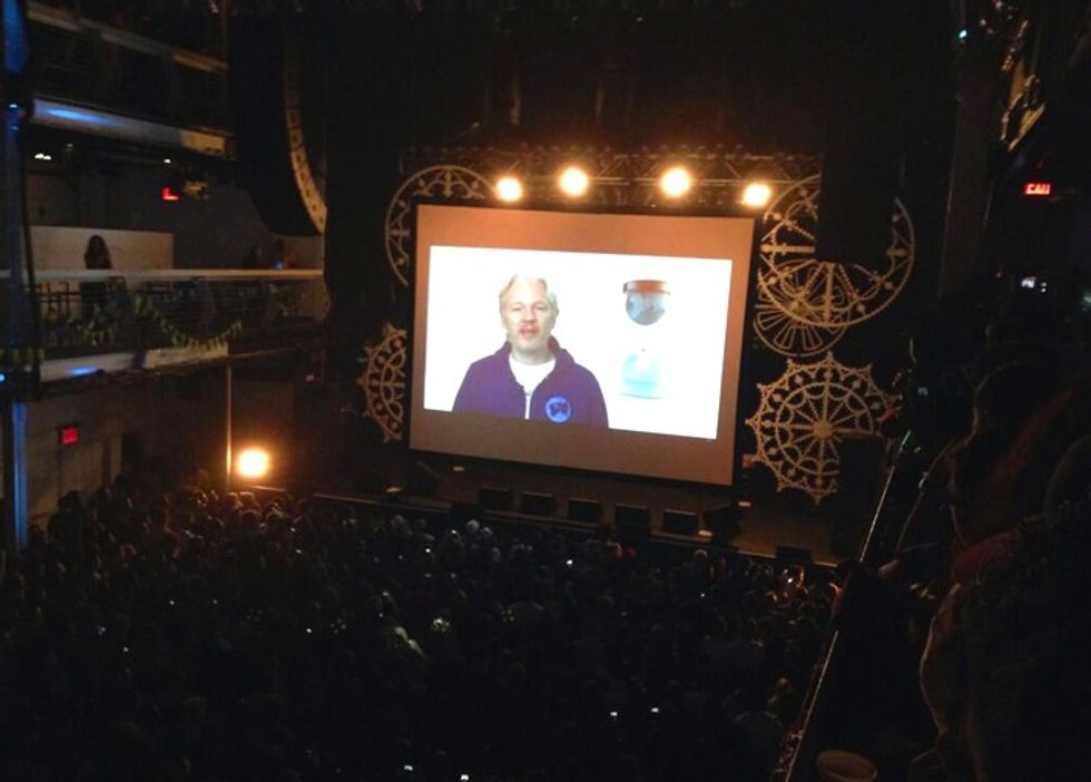 WikiLeaks Founder Julian Assange Skypes in to M.I.A. Show 